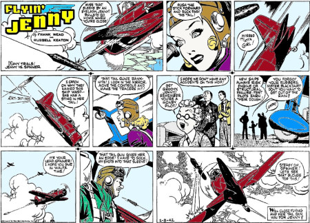 Flyin' Jenny Comic Strips: February 8, 1942 Baltimore Morning Sun - Airplanes and Rockets