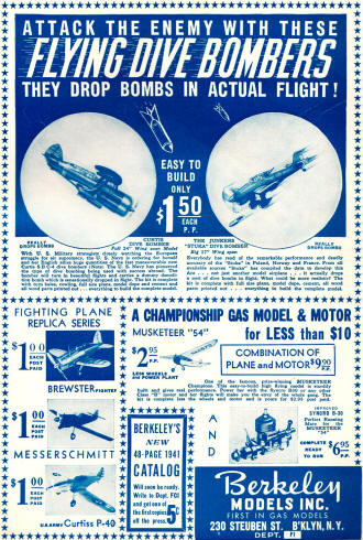 Berkeley Models Advertisement, January 1941 Flying Aces - Airplanes and Rockets