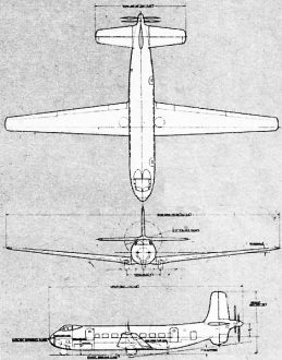 Three-view of original DC-8 design - Airplanes and Rockets