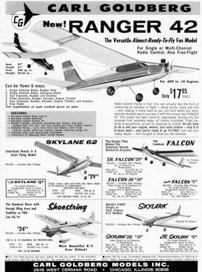 Carl Goldberg advertisement in January 1970 American Aircraft Modeler magazine - Airplanes and Rockets