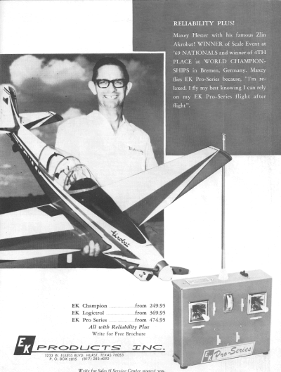 EK Products advertisement in November 1970 American Aircraft Modeler magazine - Airplanes and Rockets