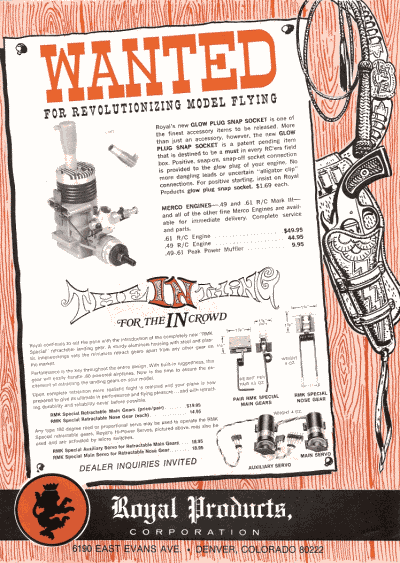 Royal Products advertisement in September 1970 American Aircraft Modeler magazine - Airplanes and Rockets