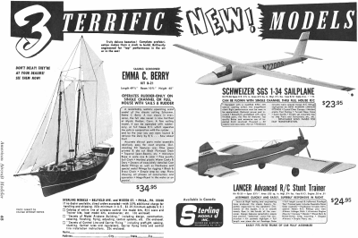 Sterling Models advertisement in September 1970 American Aircraft Modeler magazine - Airplanes and Rockets