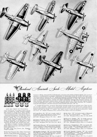 Cleveland Accurate Scale Models from 1944 Ward Christmas Catalog - Airplanes and Rockets