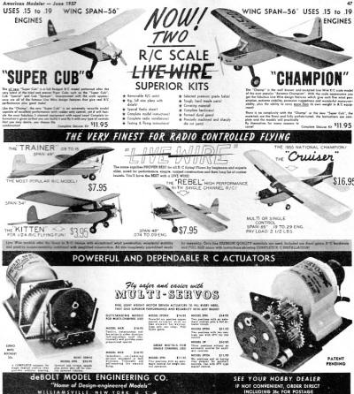 deBolt Advertisement, June 1957 American Modeler - Airplanes and Rockets