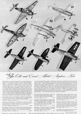 Joe Ott and Comet Model Airplane Kits from the 1944 Ward Christmas Catalog - Airplanes and Rockets