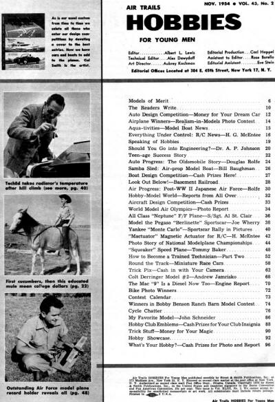 Table of Contents for November1954 Air Trails - Airplanes and Rockets