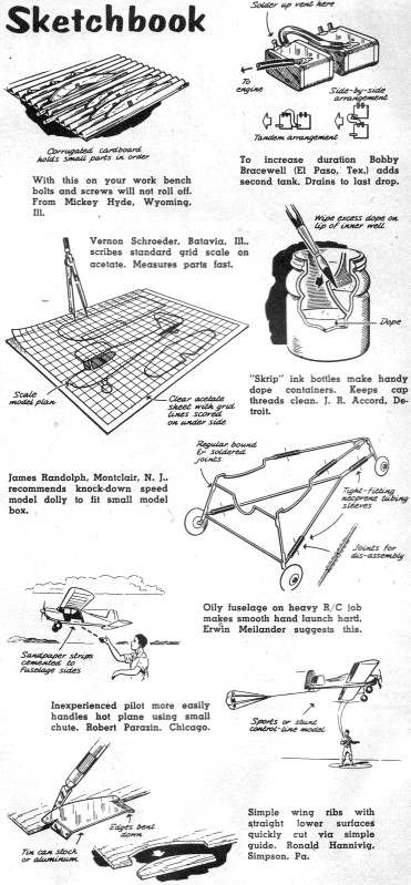 "Sketchbook" - April 1957 American Modeler - Airplanes and Rockets