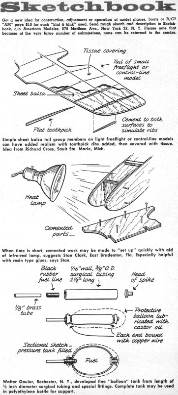"Sketchbook" - April 1961 American Modeler - Airplanes and Rockets