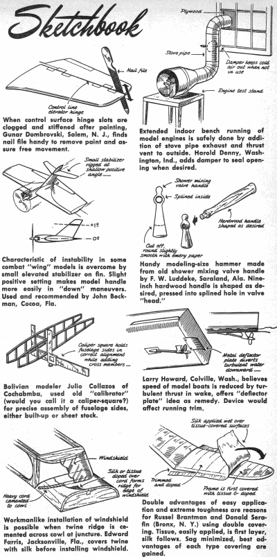 "Sketchbook" - August 1959 American Modeler - Airplanes and Rockets