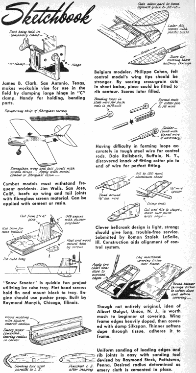 "Sketchbook" - February 1961 American Modeler - Airplanes and Rockets