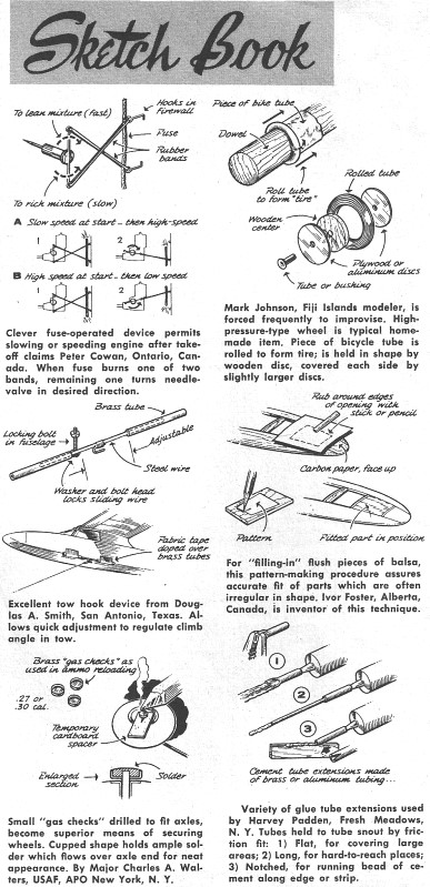 "Sketchbook" - July 1957 American Modeler - Airplanes and Rockets