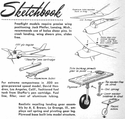 "Sketchbook" - July 1959 American Modeler (p58) - Airplanes and Rockets