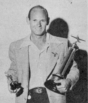 Bill Atwood, manufacturer of Atwood Engine, wins indoor trophy, November 1946 Air Trails - Airplanes & Rockets