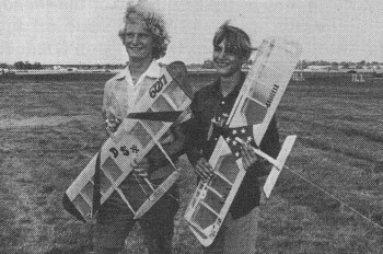 Sr. Combat by Bernie Varnau with his Dinosaur, at right, and second place Dave Bush - Airplanes and Rockets