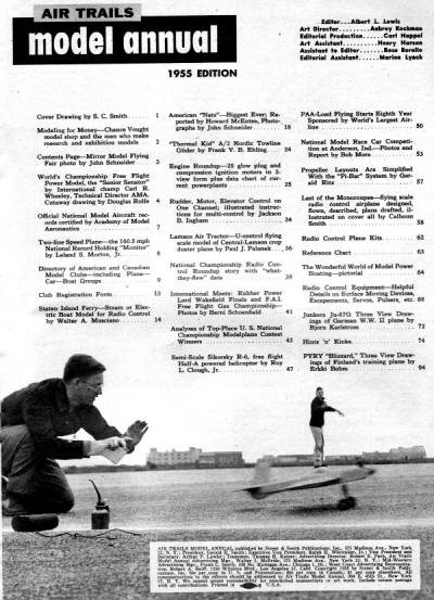 Table of Contents for Annual Edition 1955 Air Trails - Airplanes and Rockets