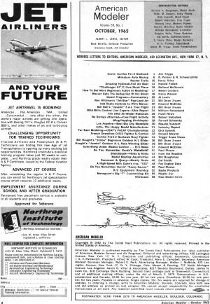 Table of Contents for October 1962 American Modeler - Airplanes and Rockets