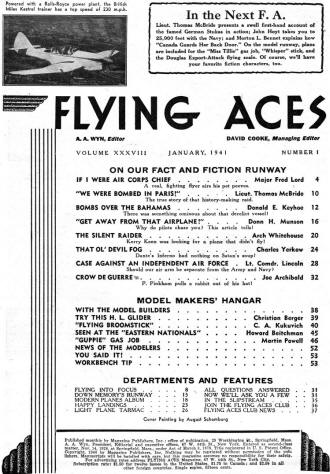 Table of Contents for January 1941 Flying Aces - Airplanes and Rockets