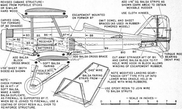 Guillow's SE-5 plans modification for radio control installation - Airplanes and Rockets