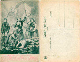 Postcard: Jeanne d'Arc Liberatrice de la France - Airplanes and Rockets