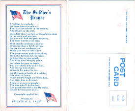 Postcard: The Soldier's Prayer, by Pvt. W.L. Lacey - Airplanes and Rockets