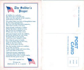 Postcard: The Soldier's Prayer, by Pvt. W.L. Lacey - Airplanes and Rockets