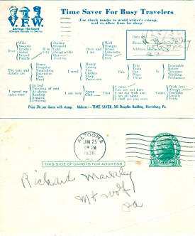 Postcard: VFW Time Saver for Busy Travelers - Airplanes and Rockets
