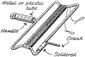 Coat hanger wire is bent to shape for use as reel to hold nylon A/2 control lines - Airplanes and Rockets