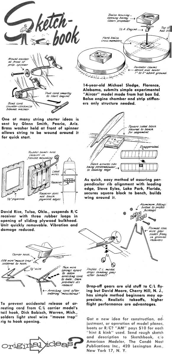 Sketchbook form March/April 1963 American Modeler - Airplanes and Rockets
