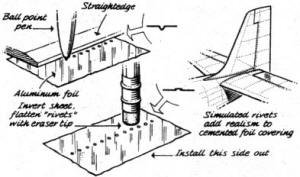 Simulating rivets in aluminum foil covering - Airplanes and Rockets