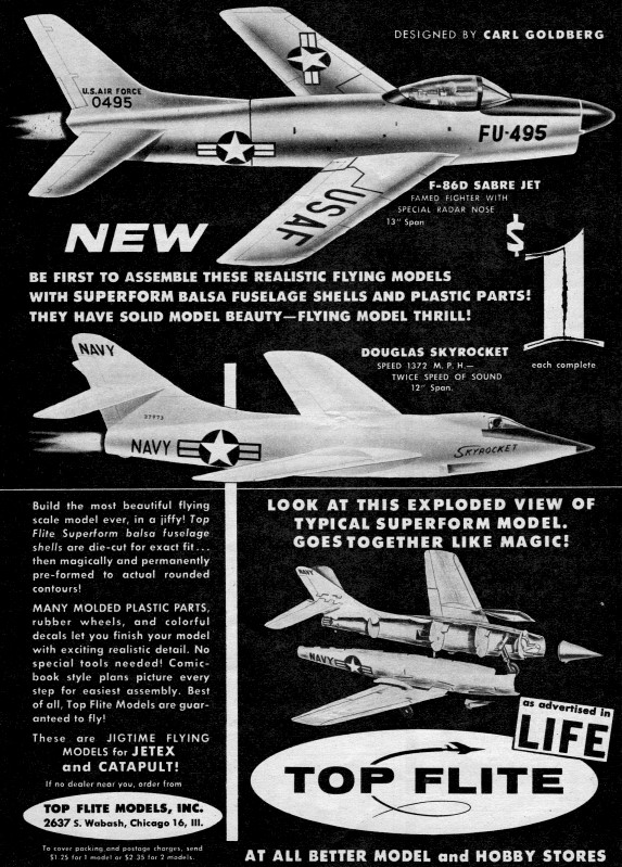 Top Flite Advertisement, December 1954 Air Trails - Airplanes and Rockets