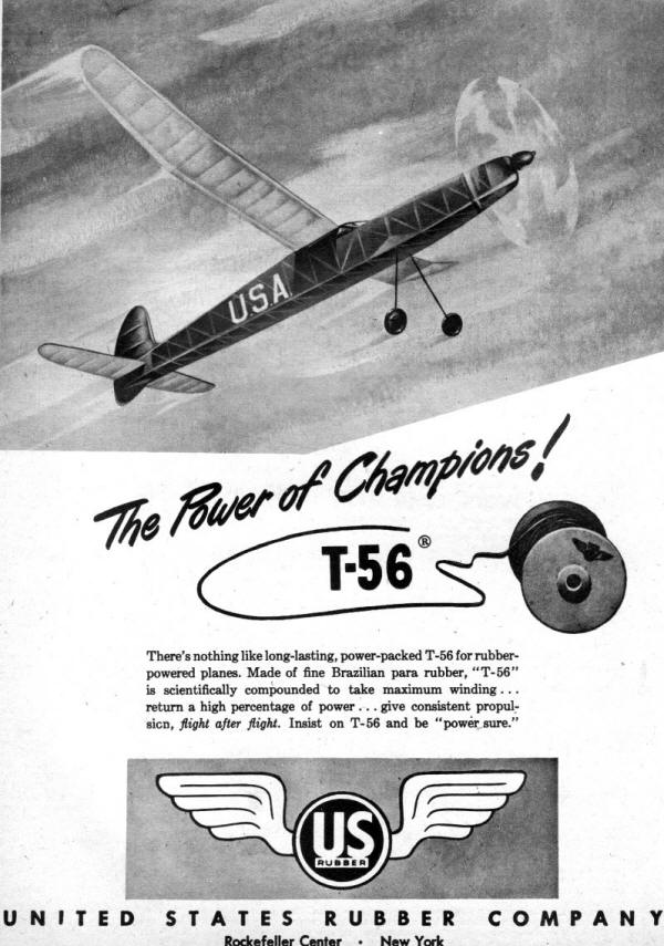 United States Rubber Company Advertisement April 1957 American Modeler - Airplanes and Rockets
