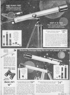 Refractor Telescopes from the 1969 Sears Christmas Wish Book - Airplanes and Rockets