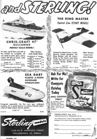 Sterling Models Advertisement from December 1954 Air Trails (p63) - Airplanes and Rockets