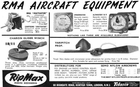 Telasco RMA Aircraft Accessories Ad, June 1960 Aero Modeller - Airplanes and Rockets