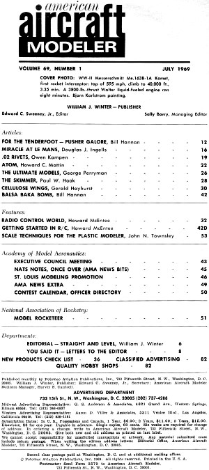 Table of Contents for July 1969 American Aircraft Modeler