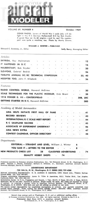 Table of Contents for October 1969 American Aircraft Modeler - Airplanes and Rockets