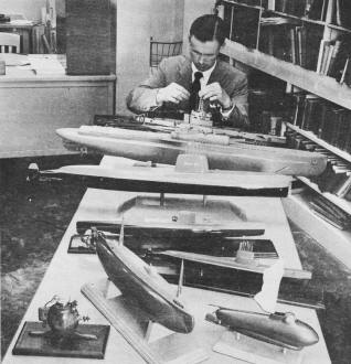 History-making ships of the 'silent service' reproduced in scale models - airplanes and Rockets