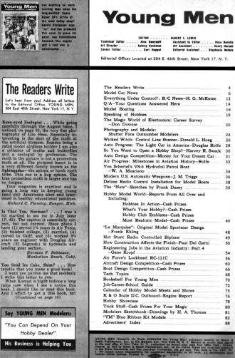 Table of Contents for November 1955 Young Men - Airplanes and Rockets