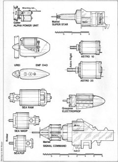 Circa 1973 motors for electric airplane models - Drawings by Bob Meuser - Airplanes and Rockets