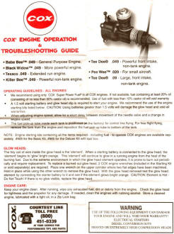 Cox Babe Bee .049 engine instructions, page 1 - Airplanes and Rockets