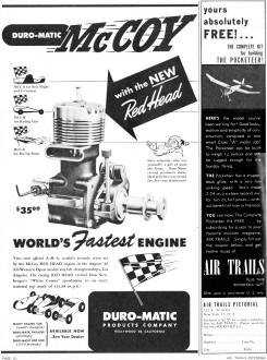 Duro-Matic McCoy Red Head Advertisement, November 1946 Air Trails - Airplanes and Rockets