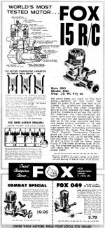 Fox 15 Ad August 1962 American Modeler - Airplanes and Rockets