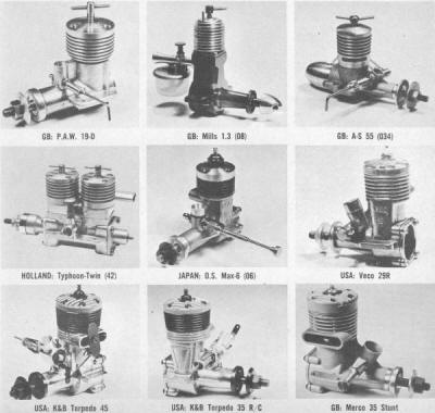Enya 15D-III, McCoy Red-Head 60, M.E.Heron (059), Cameron 15 R/C, Webra Piccolo-Glo (047), Barbini B.40 (15), 1963 Annual American Modeler - Airplanes and Rockets