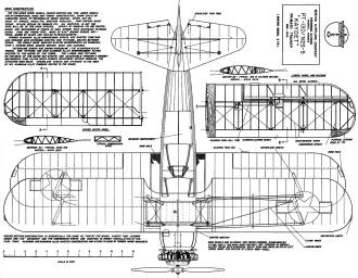 Boeing-Stearman "Kaydet" Primary Trainer plans, top view - Airplanes and Rockets