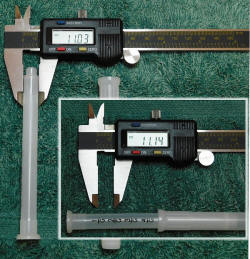 Measurements (mm units) for calculation of the applicator volume per graduated markings on plunger