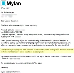 Mylan response letter re Estradiol dosage