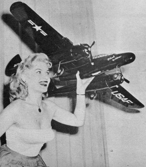 Aristo-Craft's beautiful control line P-61 Black Widow model delights lovely Eva Lynd - Airplanes and Rockets