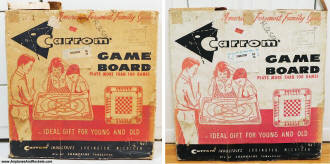 Restored vintage Carrom box (side 1) - Airplanes and Rockets