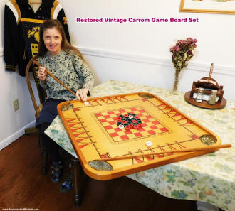 Vintage Carrom Game Board Restoration (Supermodel Melanie) - Airplanes and Rockets